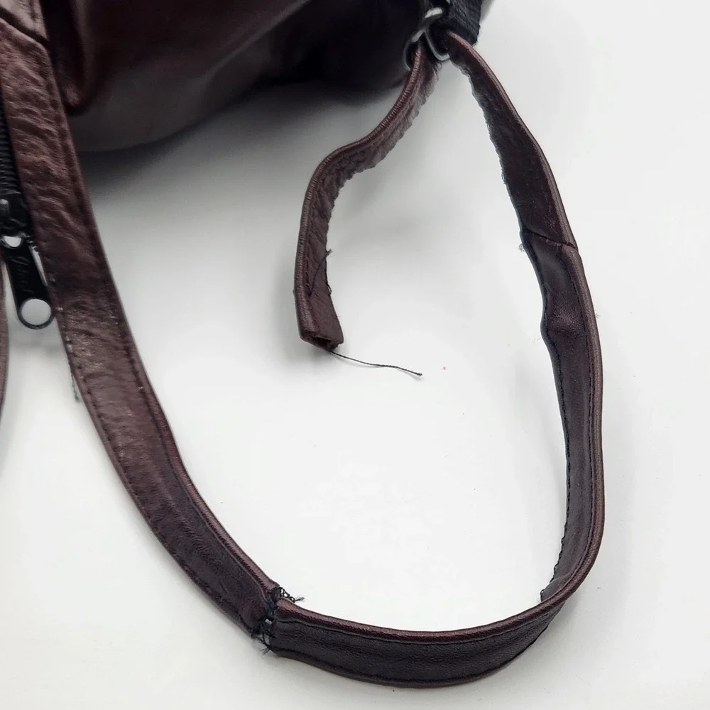 Vintage Brown Leather Sling Backpack Purse Made‎ in Mexico Teardrop Bag